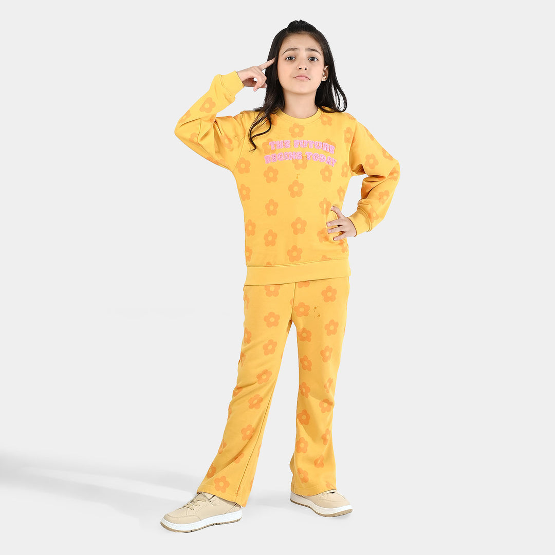 Girls Jersey/Terry 2 Piece Suit - Yellow