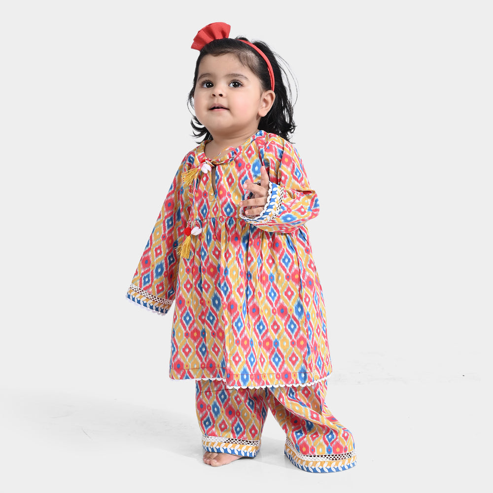 Infant Girls Cotton Poplin Printed 2 PCs Color Pop-Multi