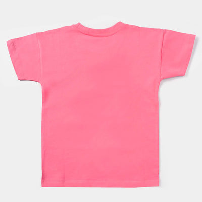 Girls Cotton Jersey T-Shirt H/S Shake Things-Hot Pink
