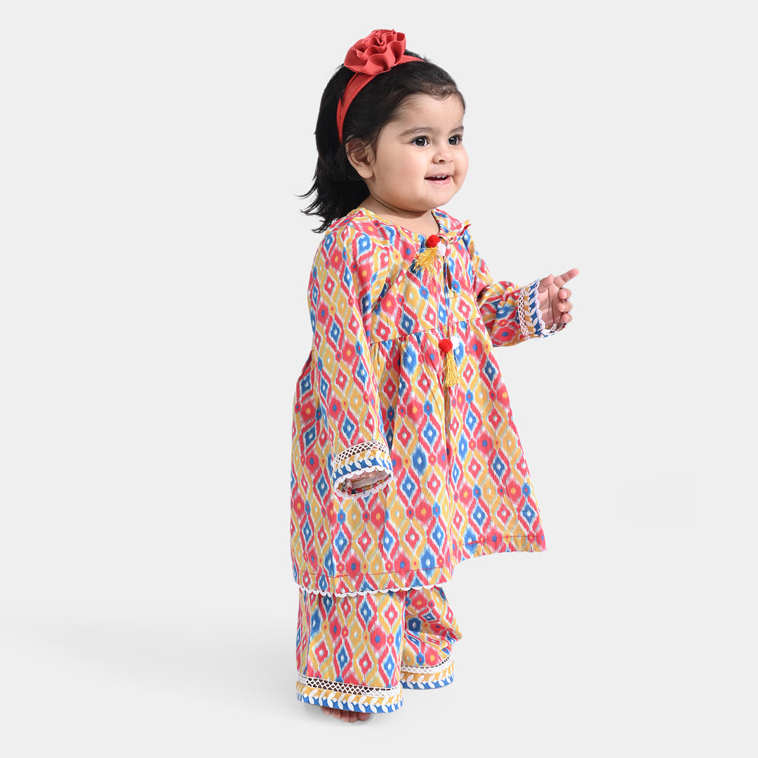 Infant Girls Cotton Poplin Printed 2 PCs Color Pop-Multi