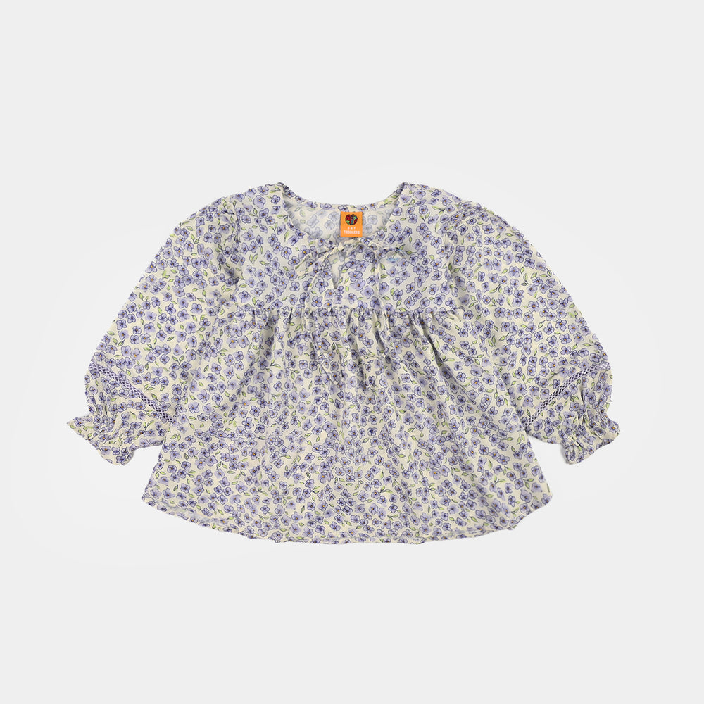 Girls Poly Lawn Co-Ord Set Black Bows-Multi