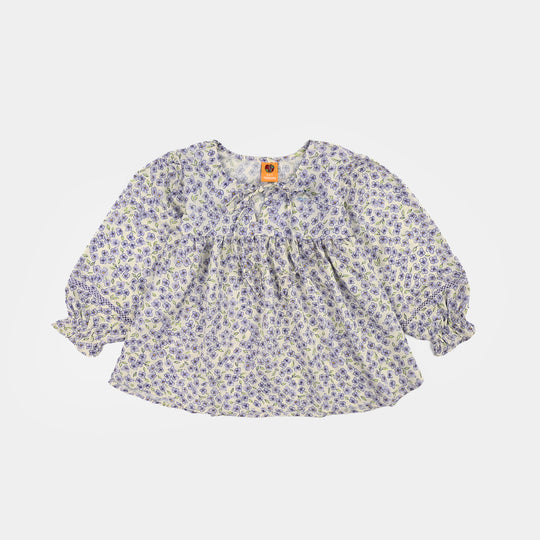 Girls Poly Lawn Co-Ord Set Black Bows-Multi