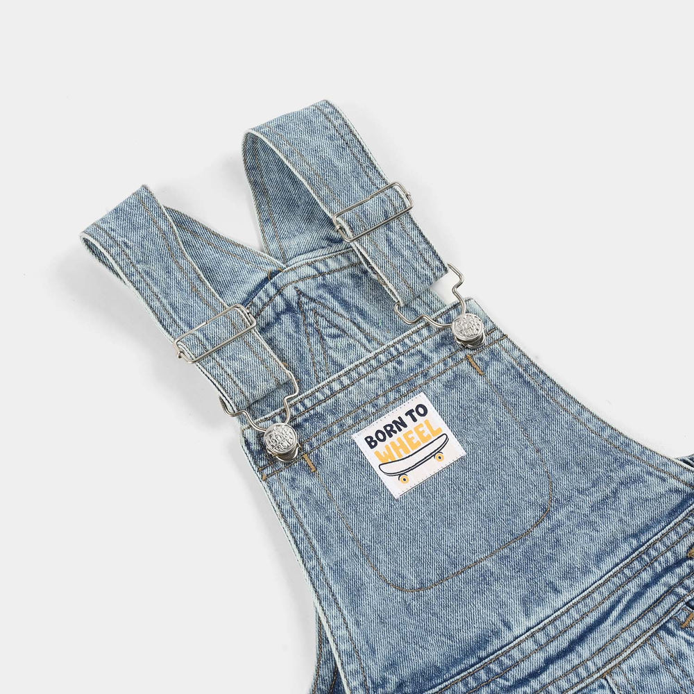 Infant Boys Denim Overall (Born to Wheel) - Mid Blue