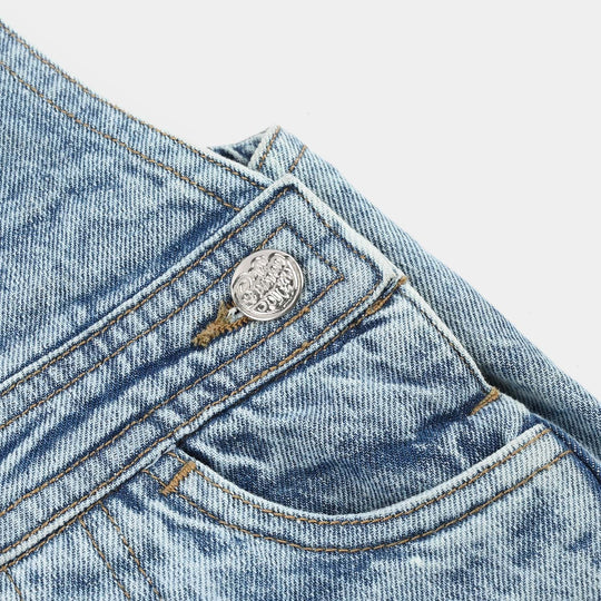Infant Boys Denim Overall (Born to Wheel) - Mid Blue