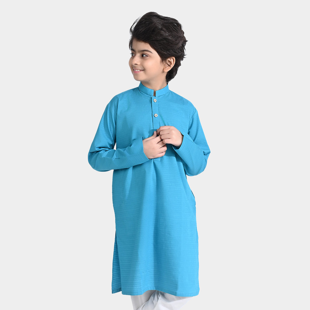 Boys Jacquard Basic Kurta (Cannel Bay)-Turkish