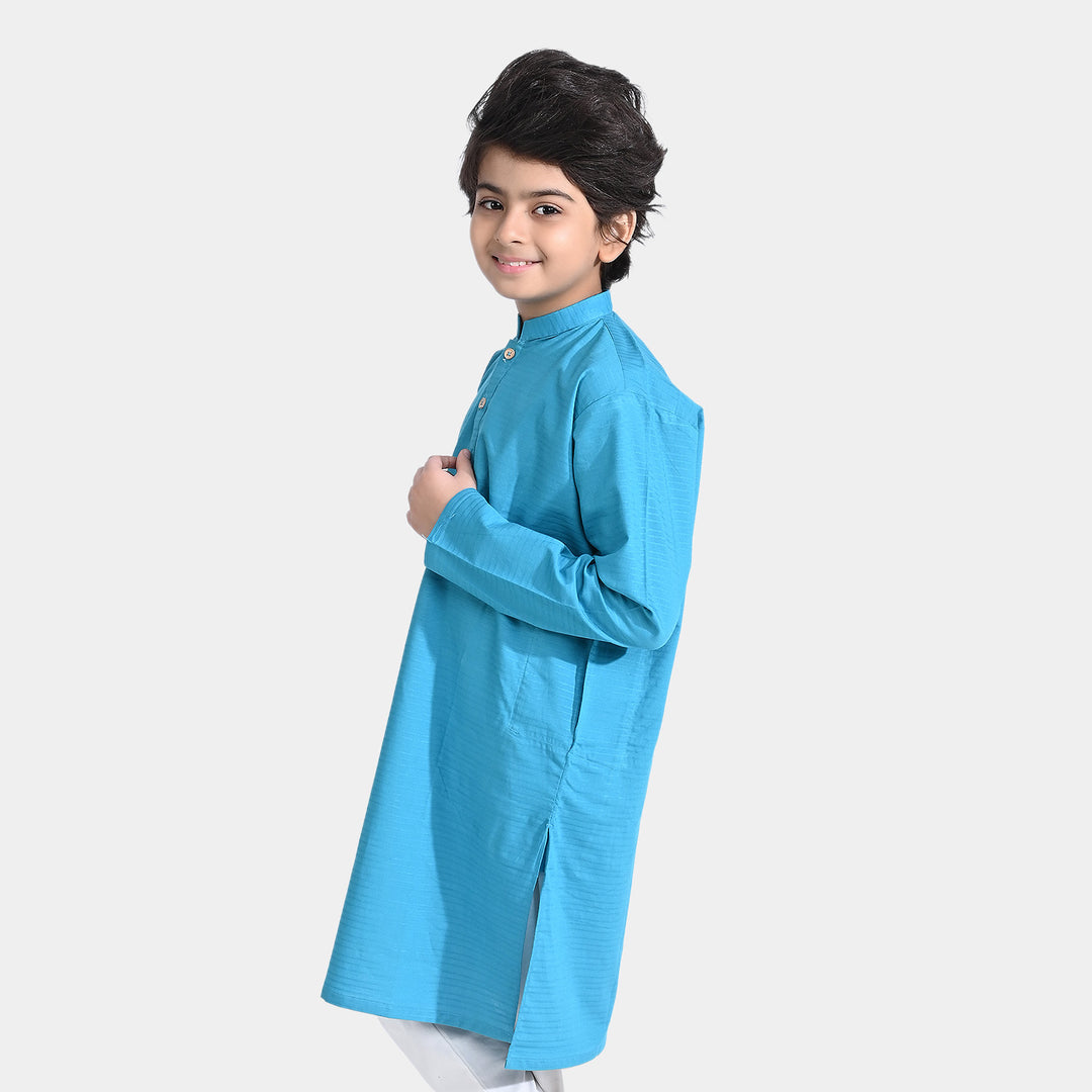 Boys Jacquard Basic Kurta (Cannel Bay)-Turkish