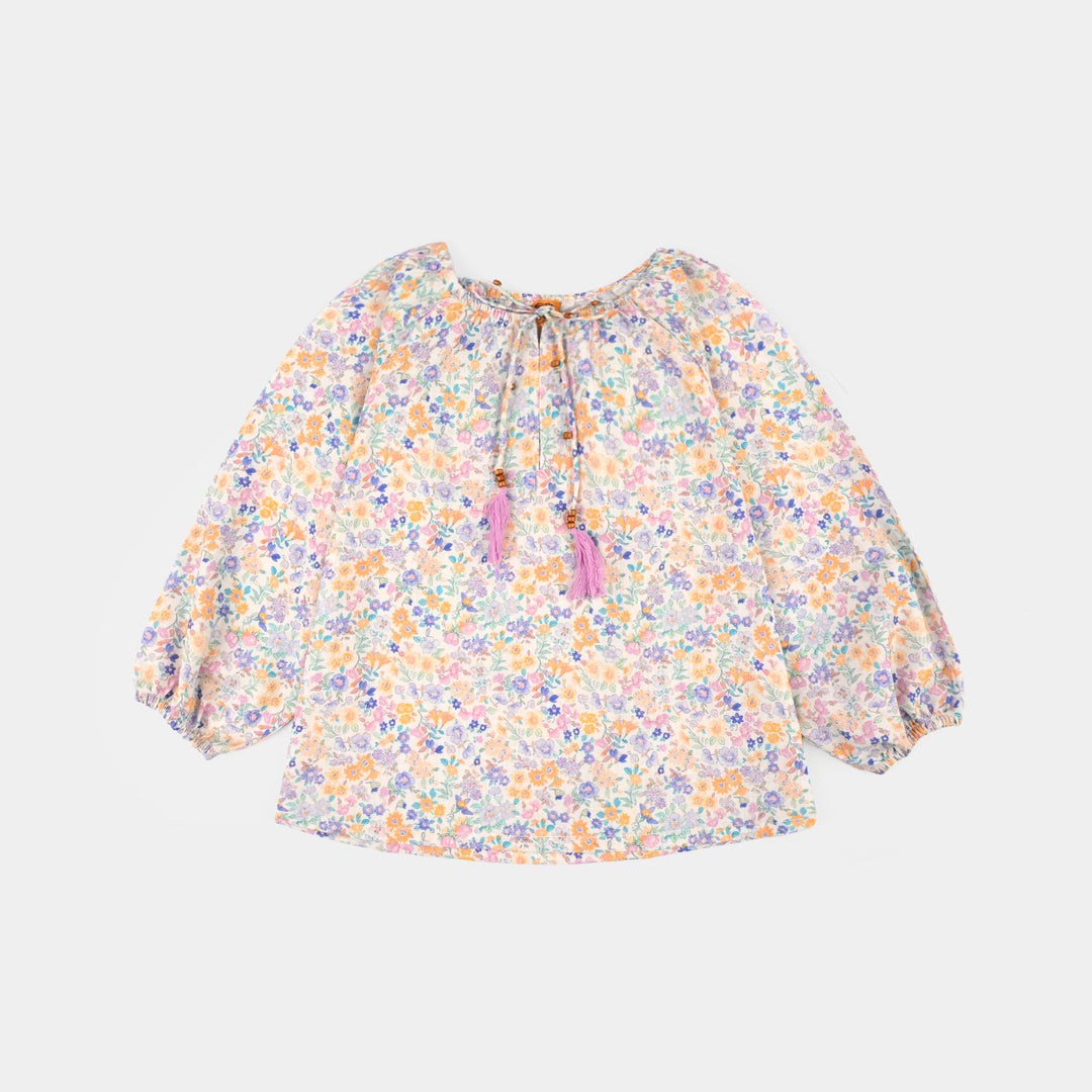 Girls Cotton Casual Top Little Lotus-Multi