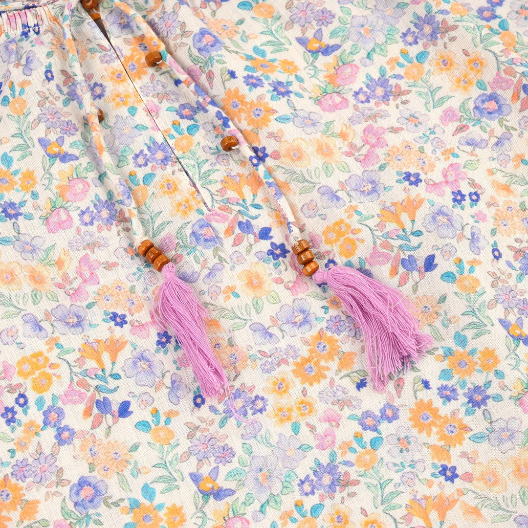 Girls Cotton Casual Top Little Lotus-Multi