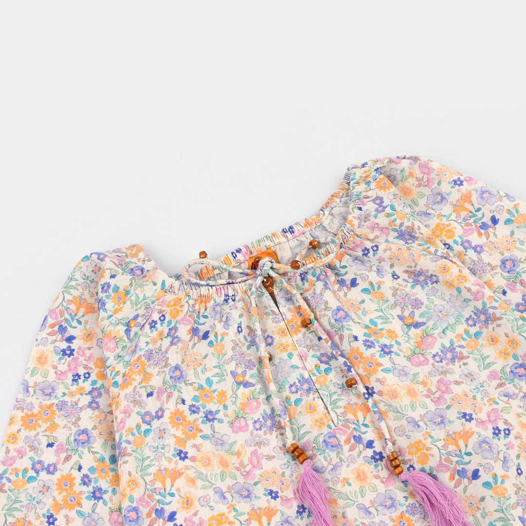 Girls Cotton Casual Top Little Lotus-Multi