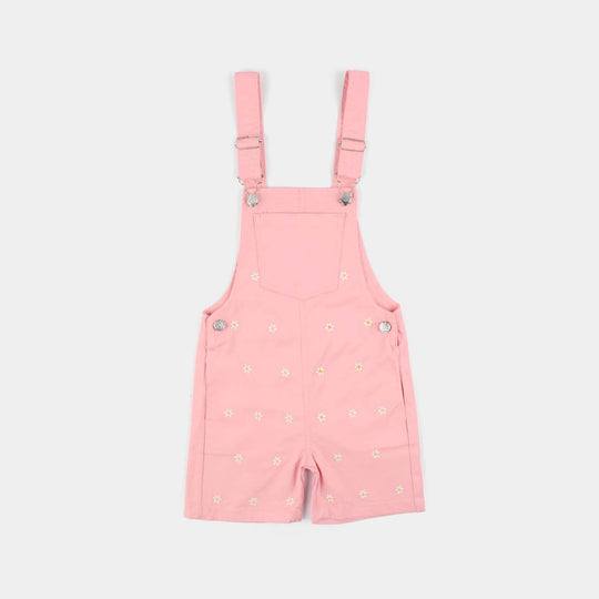 Girls Cotton Twill Overall (Petals) - Pink