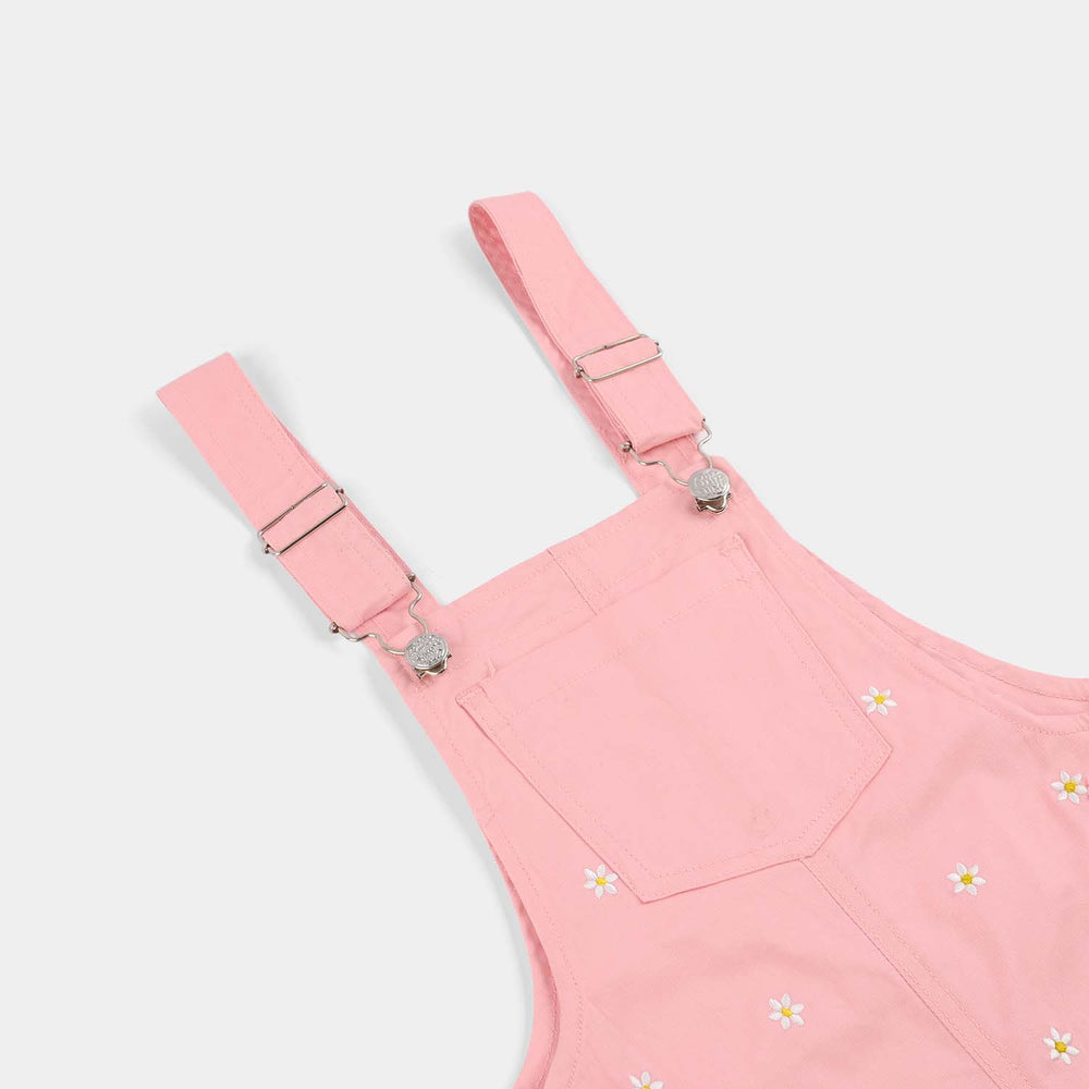Girls Cotton Twill Overall (Petals) - Pink