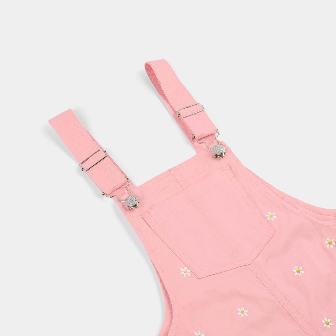 Girls Cotton Twill Overall (Petals) - Pink