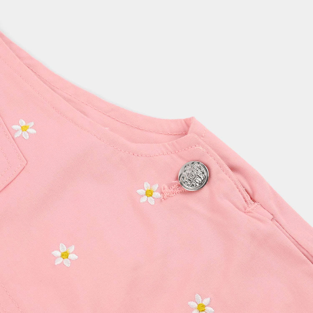 Girls Cotton Twill Overall (Petals) - Pink
