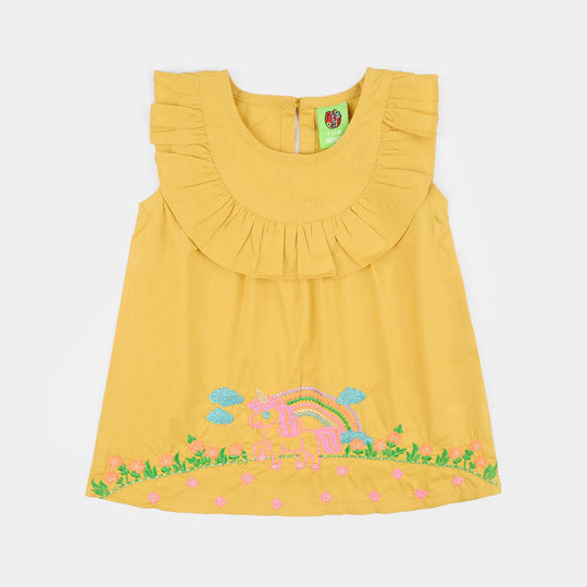 Infant Girls Cotton Poplin EMb 2Pcs Baby Unicorn-Yellow