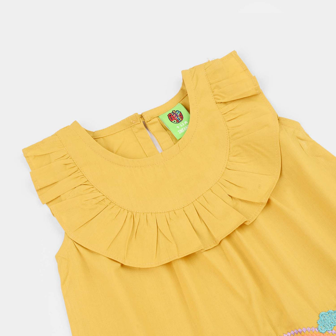 Infant Girls Cotton Poplin EMb 2Pcs Baby Unicorn-Yellow