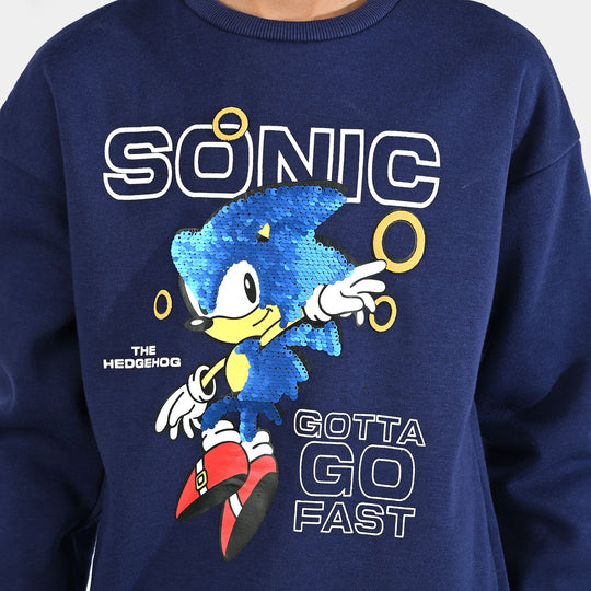 Boys Fleece Sweatshirt Character - Navy Blue