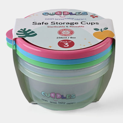 Cuddles Safe Storage Cups Large 3Pcs/8oz | 236ml