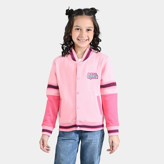 Girls Fleece Knitted Jacket Girls Squad-Candy Pink