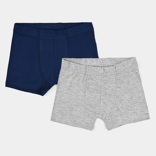Pack OF  2 Boys Cotton Jersey Basic Boxer-Grey/Navy