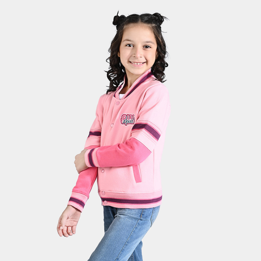 Girls Fleece Knitted Jacket Girls Squad-Candy Pink