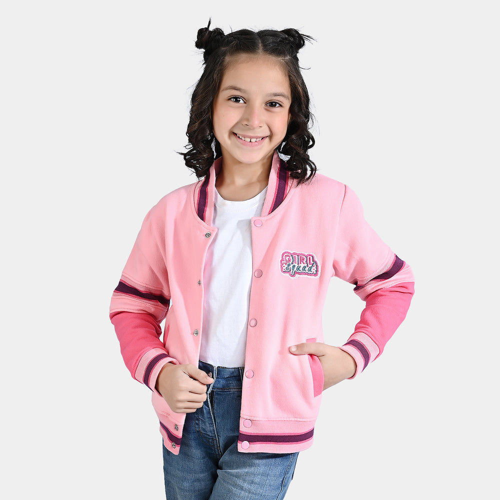 Girls Fleece Knitted Jacket Girls Squad-Candy Pink