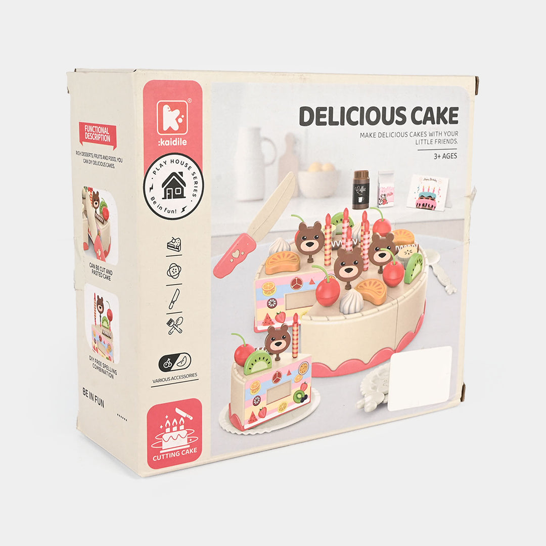 Wooden Pretend Play Birthday Cake Set