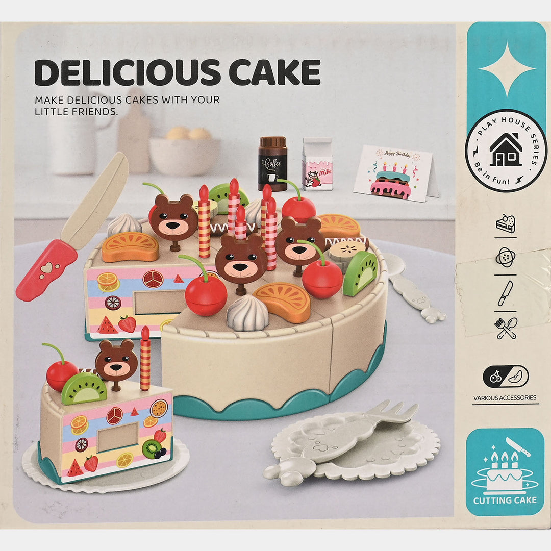 Wooden Pretend Play Birthday Cake Set