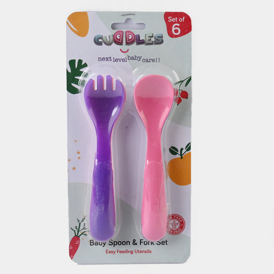 Spoon & Fork Set Pack Of 6 (Assorted Colors)