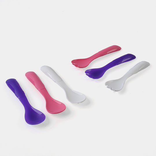 Spoon & Fork Set Pack Of 6 (Assorted Colors)