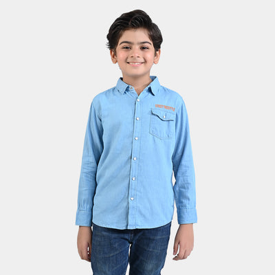 Boys Denim Rigid Shirt F/S Street Free Style-Ice Blue