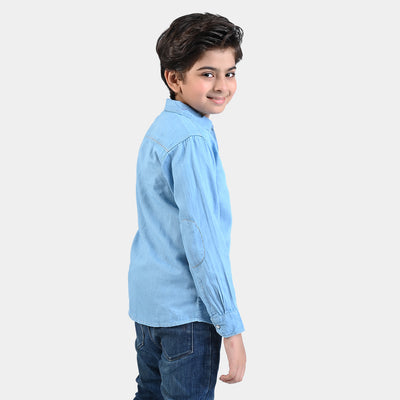 Boys Denim Rigid Shirt F/S Street Free Style-Ice Blue