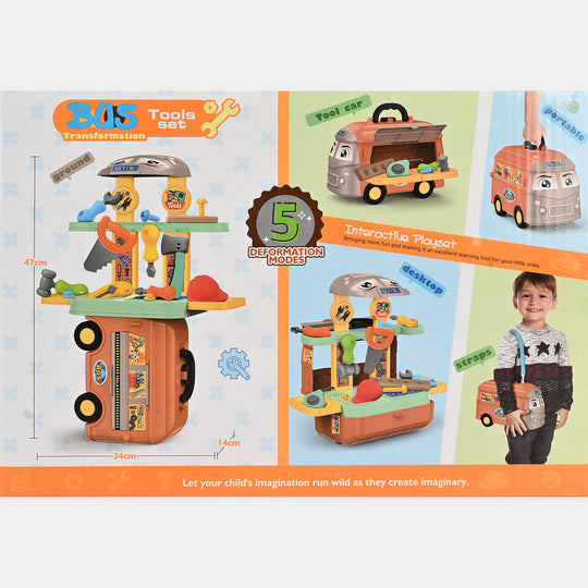 Interactive Transforming Toy Bus Tool Playset