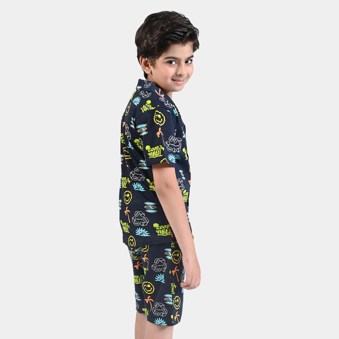 Boys Jersey/Terry 2 Piece Suit Good Vibes-Jet Black