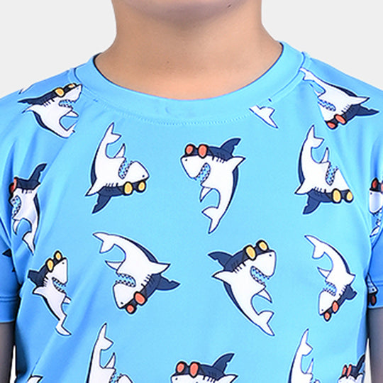 Boys Nylon Swimming Suit Shark-Blue