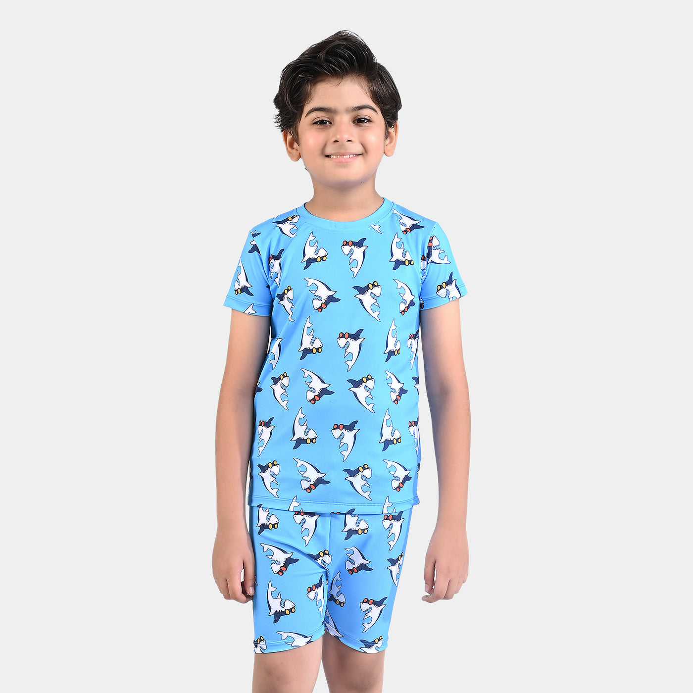 Boys Nylon Swimming Suit Shark-Blue