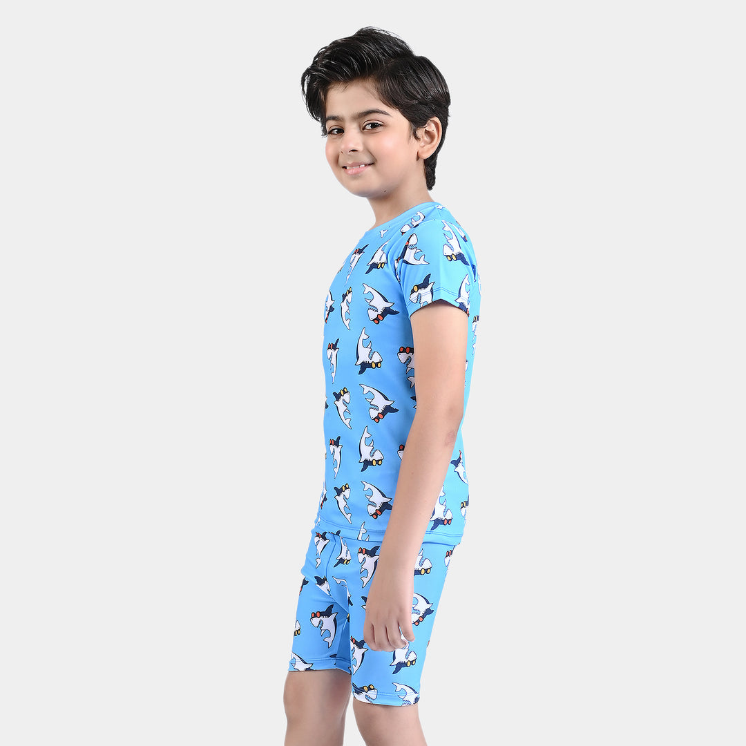 Boys Nylon Swimming Suit Shark-Blue