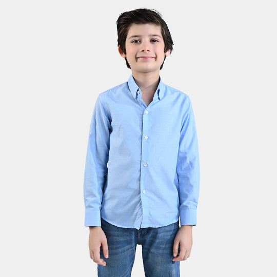 Boys Cotton Poplin Formal Shirt -L/BLUE