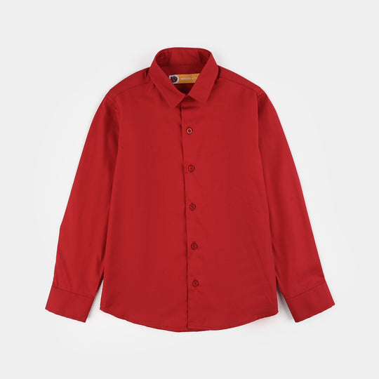 Boys Cotton Poplin Formal Shirt - Red