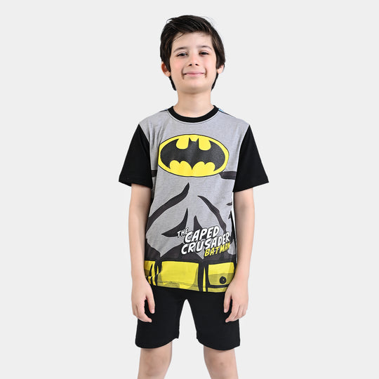 Boys Poly Cotton Jersey Nightwear Suit -Black/Grey