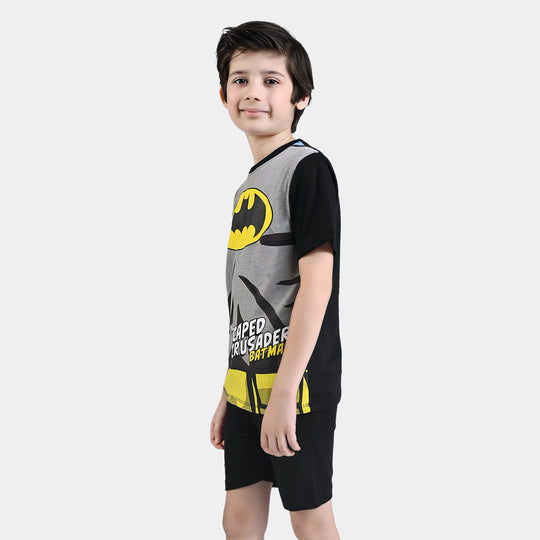 Boys Poly Cotton Jersey Nightwear Suit -Black/Grey