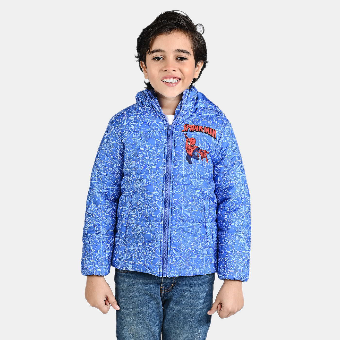 Boys Mix Tafetta Quilted Jacket Character-Printed