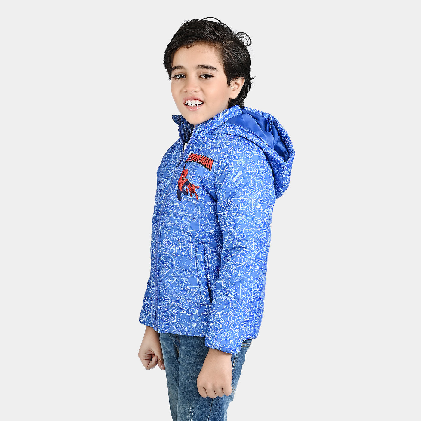 Boys Mix Tafetta Quilted Jacket Character-Printed