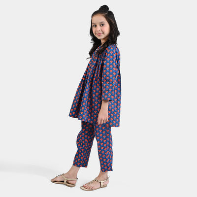 Girls Cotton Poplin Printed 2PC Suit Morgan-Multi