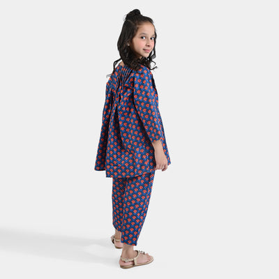 Girls Cotton Poplin Printed 2PC Suit Morgan-Multi