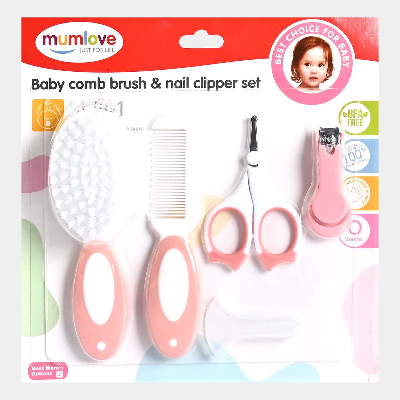 Mum Love 5pcs Comb Brush Set Pink