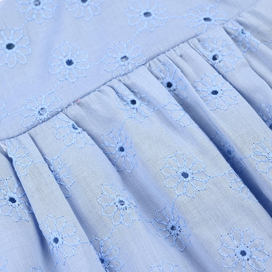 Infant Girls Cotton Emb Top-Blue