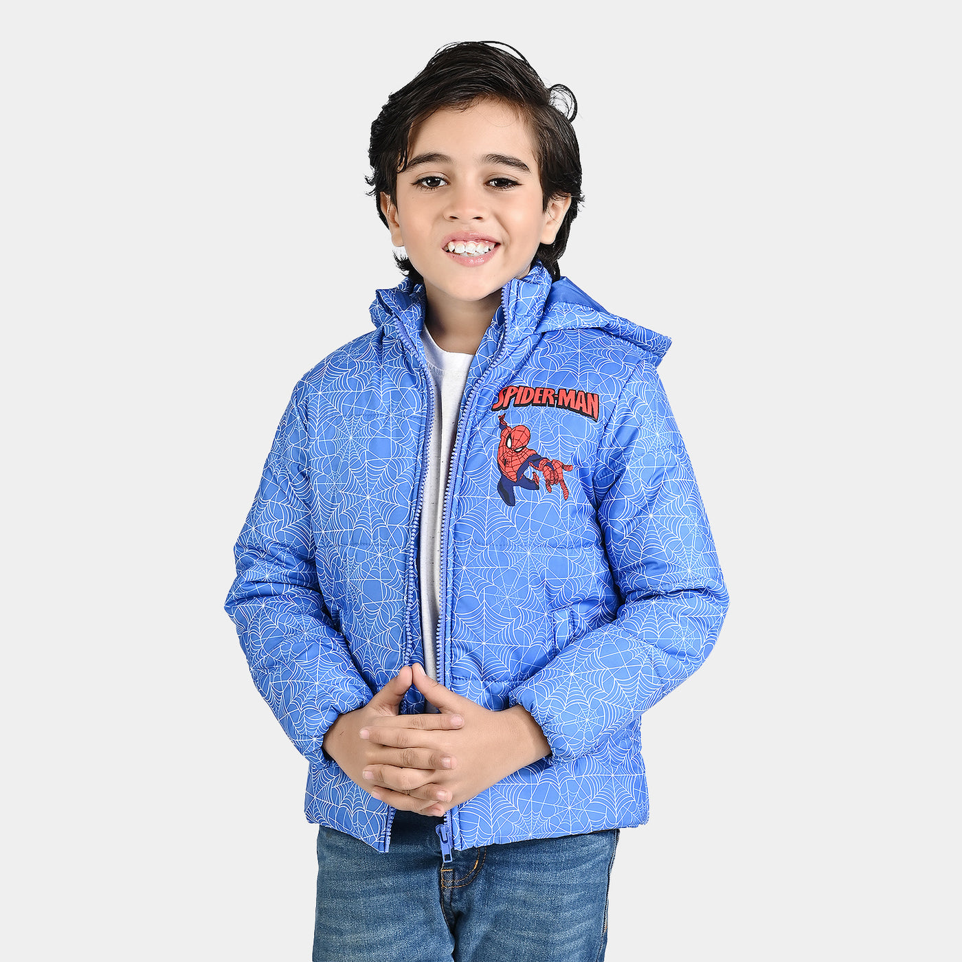 Boys Mix Tafetta Quilted Jacket Character-Printed