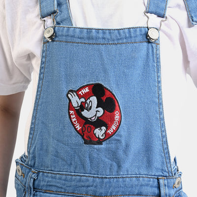 Boys Denim rigid Dungaree Mickey-Ice Blue