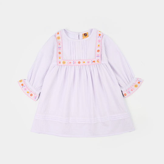 Girls Cotton Embroidered Frock Haze