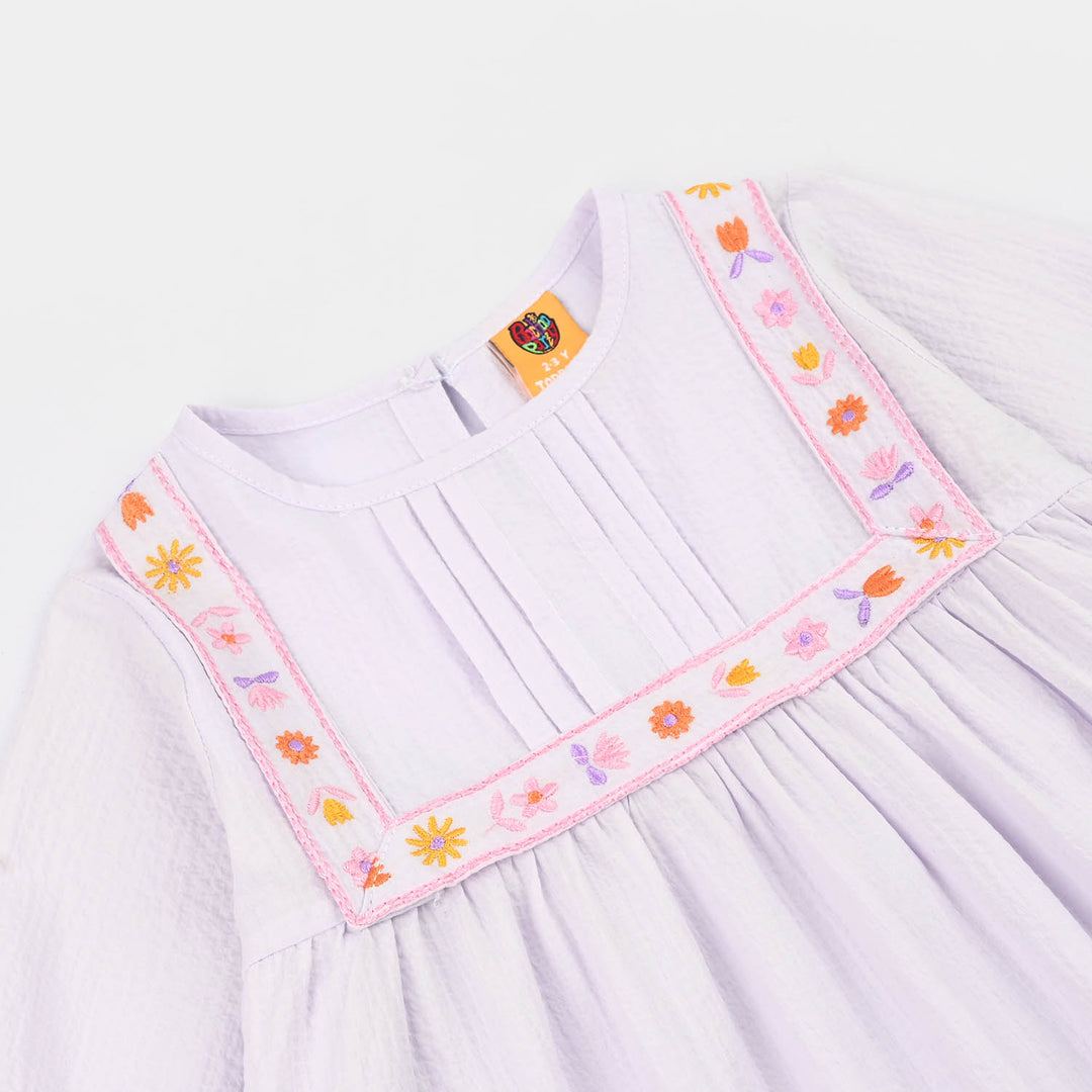 Girls Cotton Embroidered Frock Haze